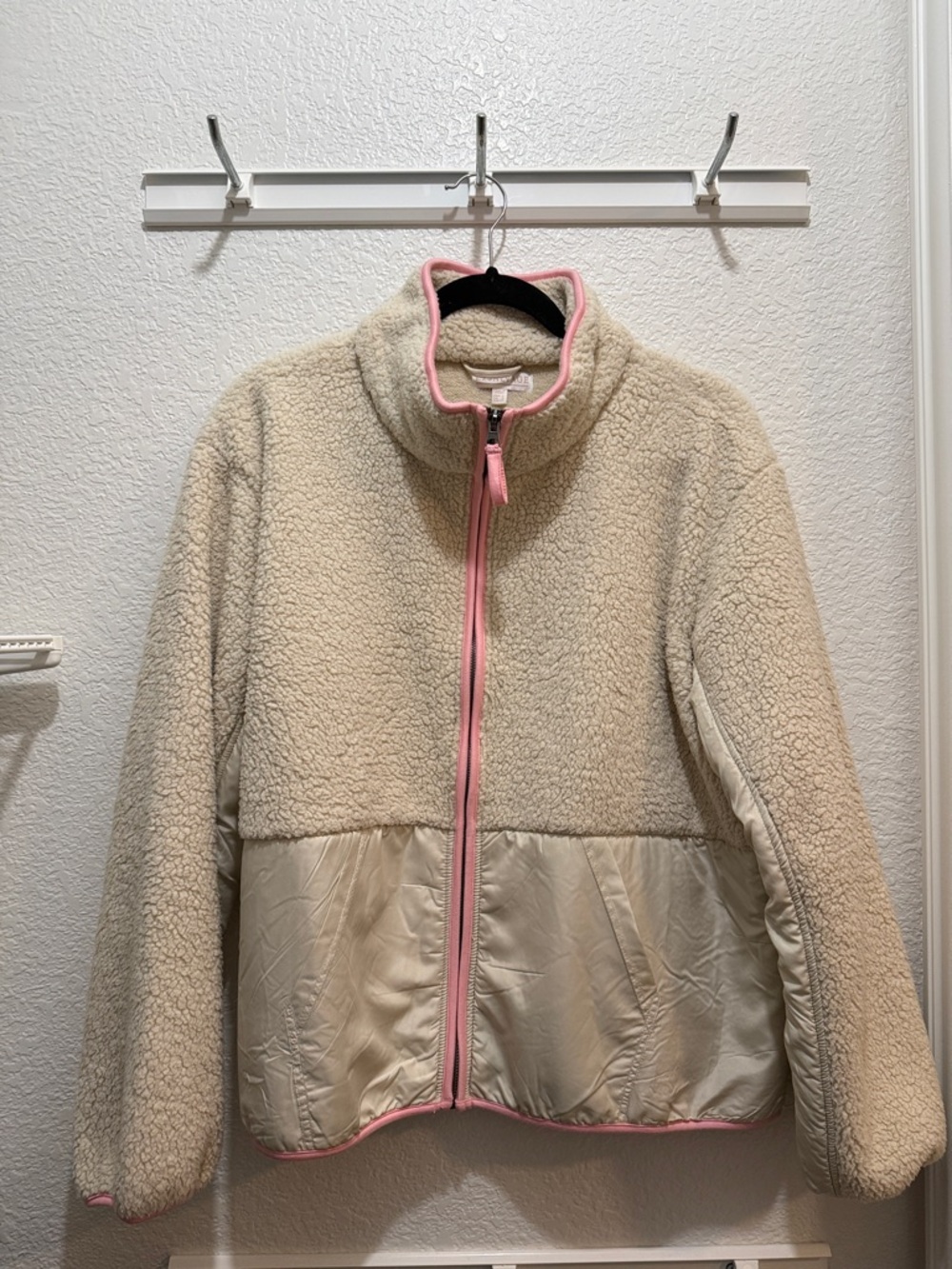 P.J. Salvage Cream Sherpa Jacket with Tan Logo